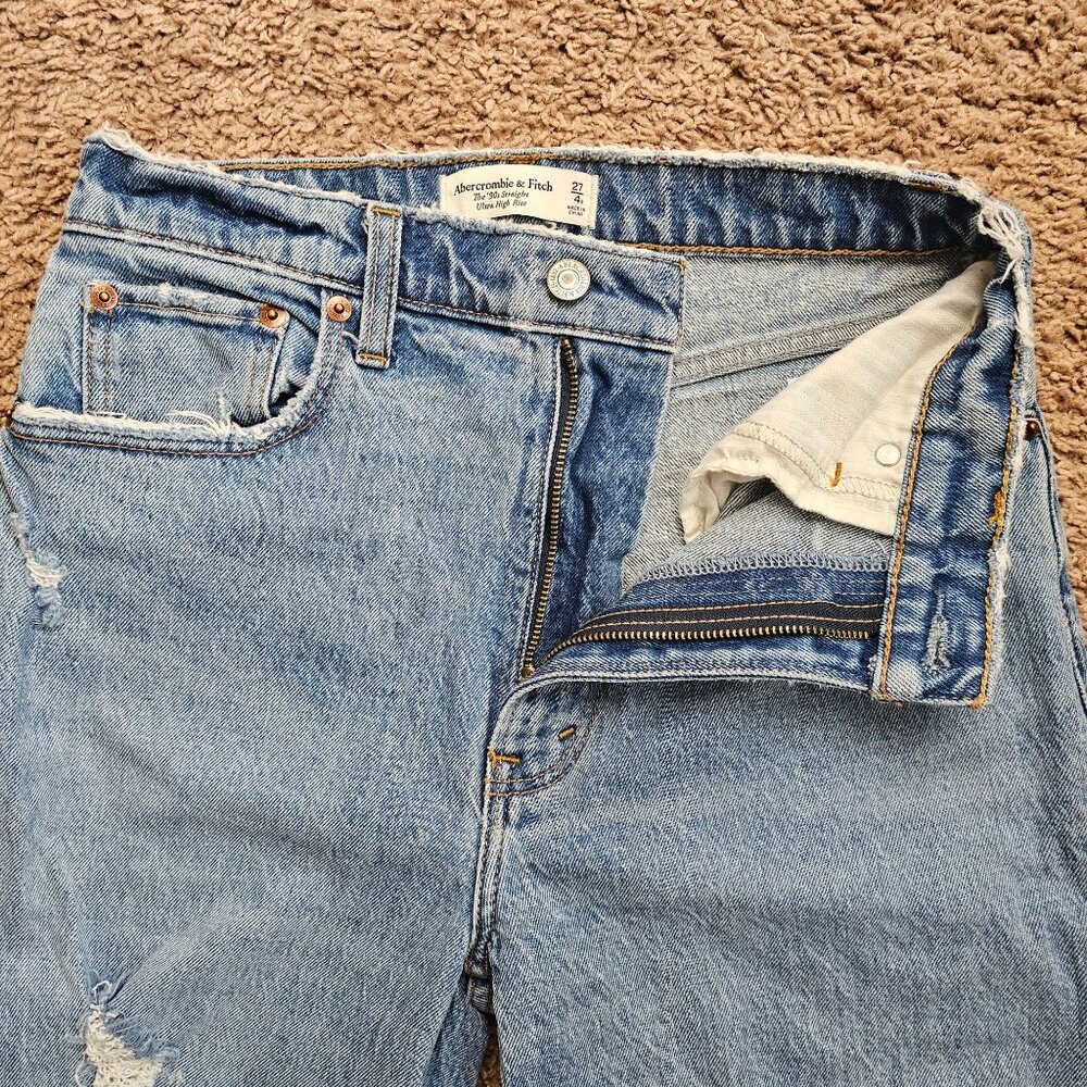 Abercrombie & Fitch Jeans Womens 27/4R 90's Straight Ultra High Rise Denim - Picture 8 of 8